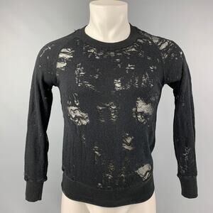 IRO Nona Size XS Black Distressed Cotton Blend Long Sleeve Pullover